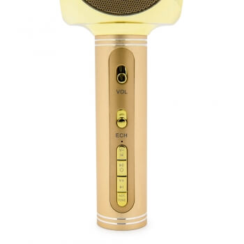 Караоке микрофон беспроводной YS-63 с изменением голоса, золотой-2